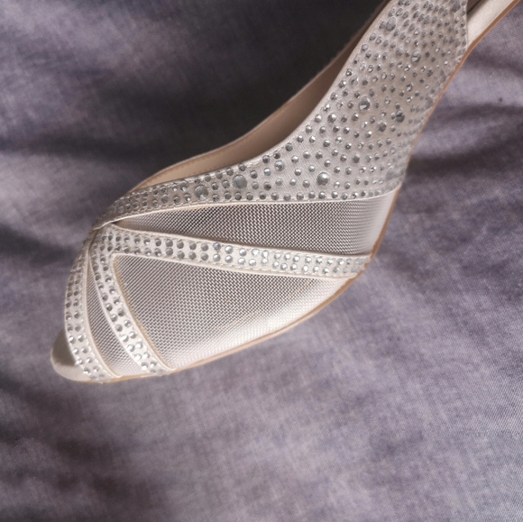 Rhinestone Peep Toes Sz10 - Picture 2 of 7